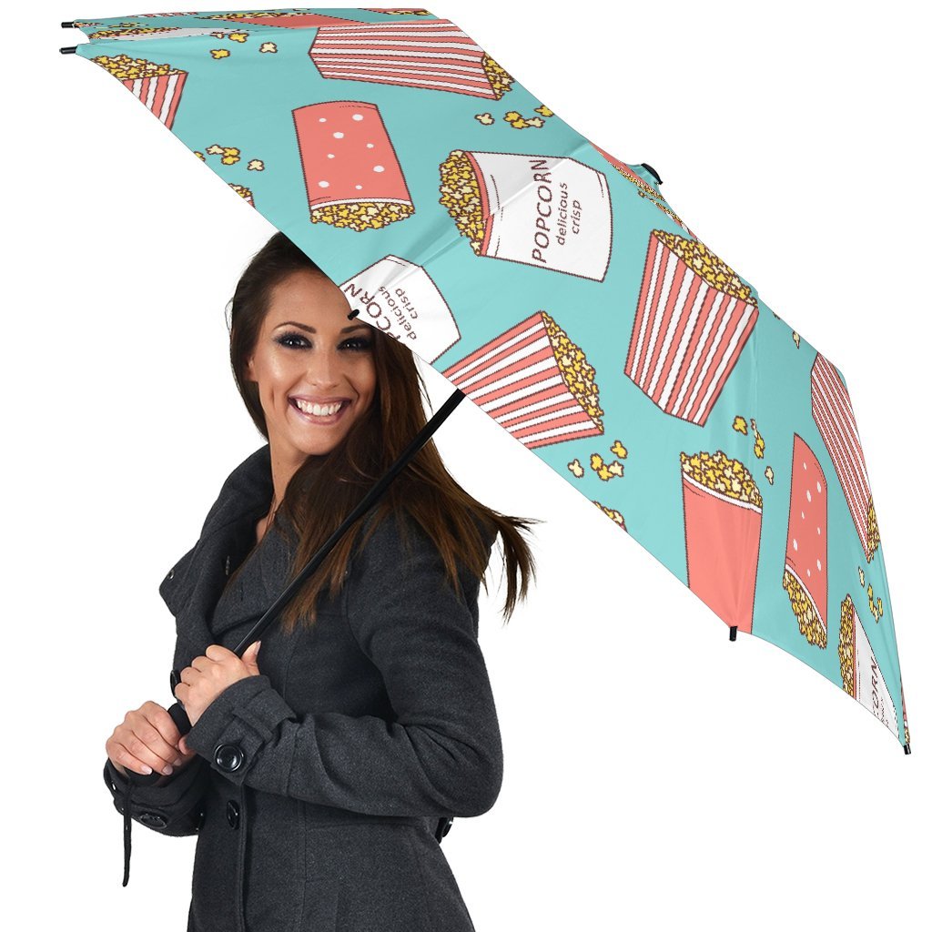 Popcorn Pastel Pattern Print Automatic Foldable Umbrella-grizzshop