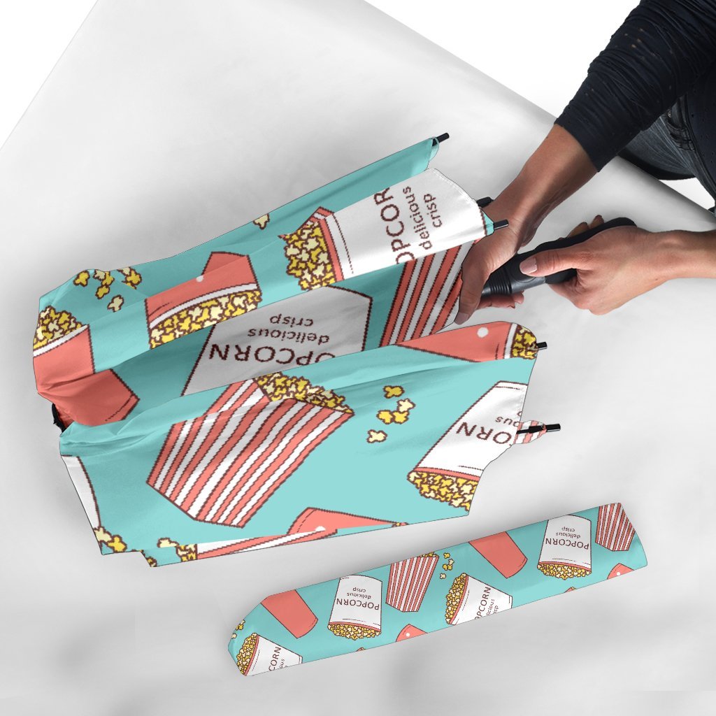Popcorn Pastel Pattern Print Automatic Foldable Umbrella-grizzshop
