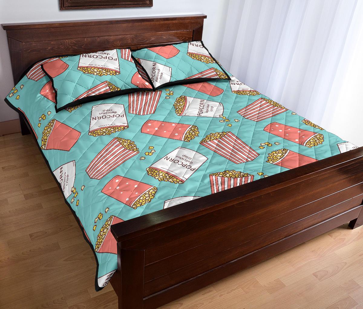 Popcorn Pastel Pattern Print Bed Set Quilt-grizzshop