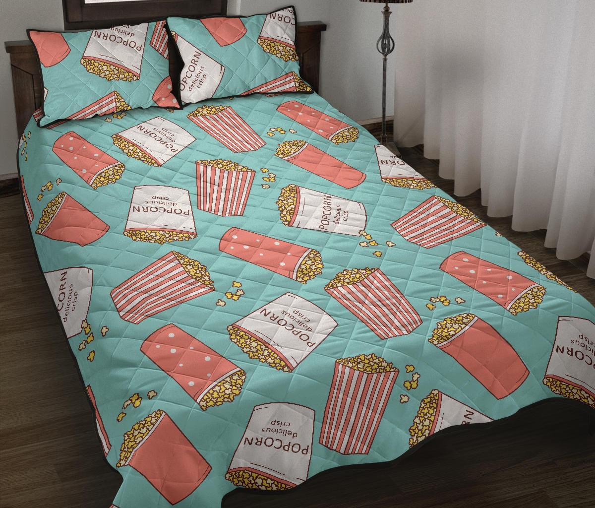 Popcorn Pastel Pattern Print Bed Set Quilt-grizzshop