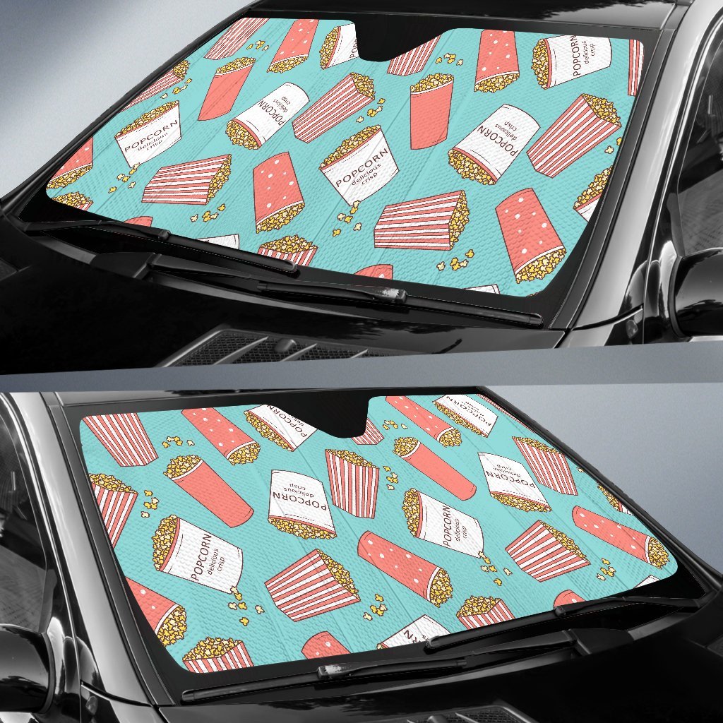 Popcorn Pastel Pattern Print Car Sun Shade-grizzshop