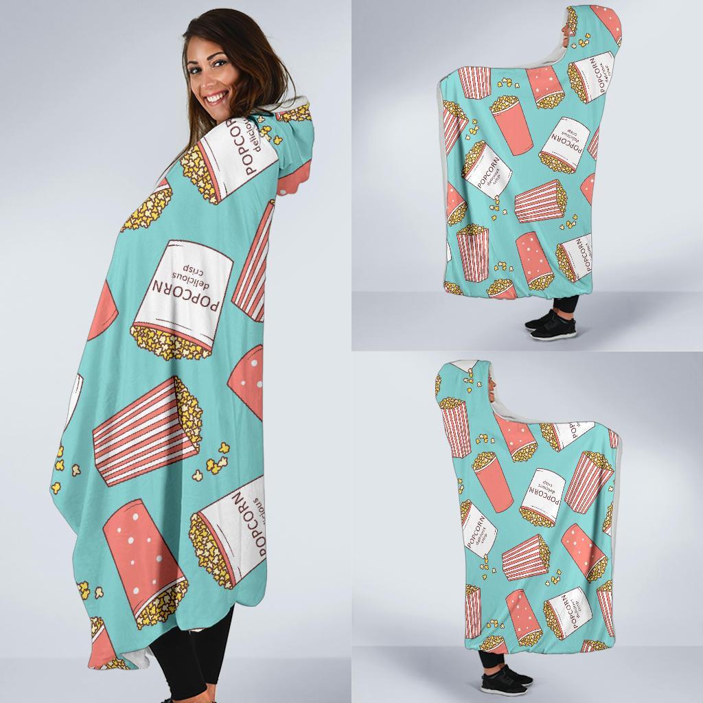 Popcorn Pastel Pattern Print Hooded Blanket-grizzshop