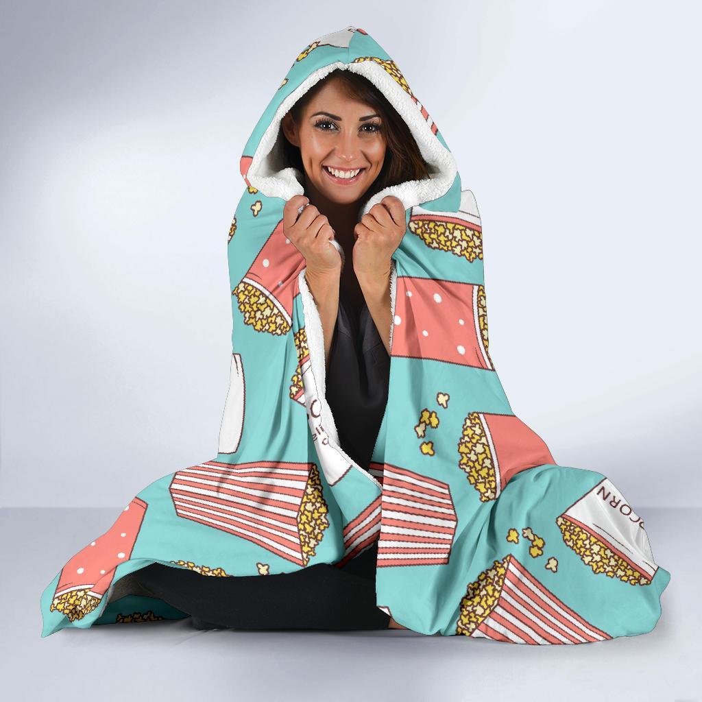 Popcorn Pastel Pattern Print Hooded Blanket-grizzshop