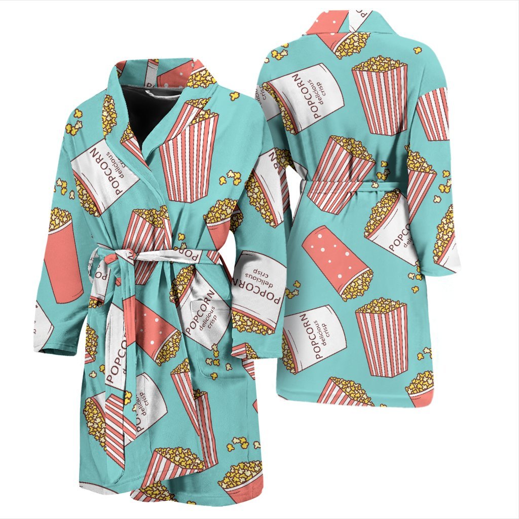 Popcorn Pastel Pattern Print Men Long Robe-grizzshop