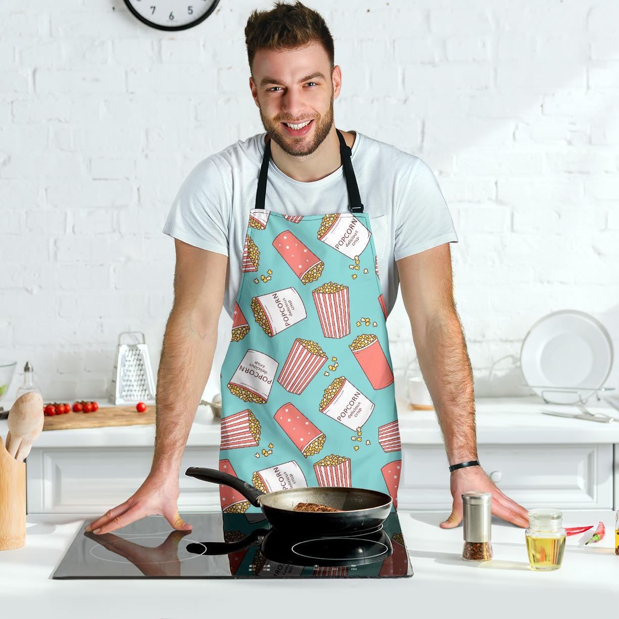 Popcorn Pastel Pattern Print Men's Apron-grizzshop
