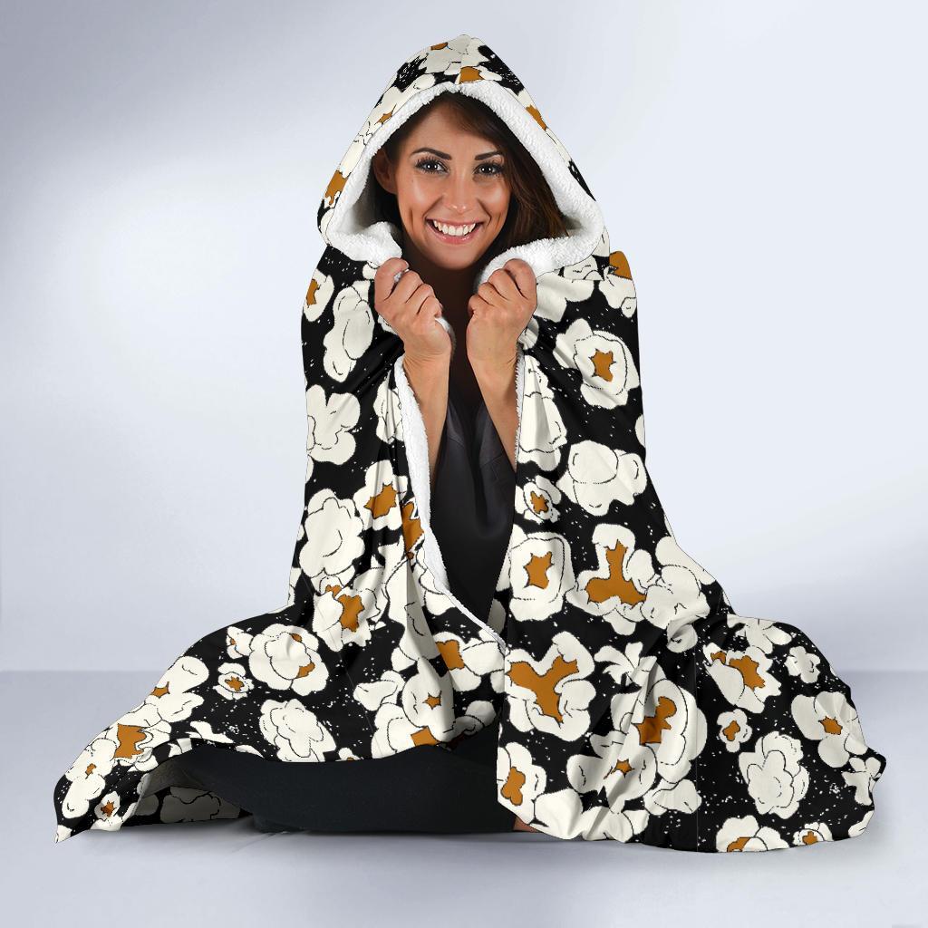 Popcorn Pattern Print Hooded Blanket-grizzshop
