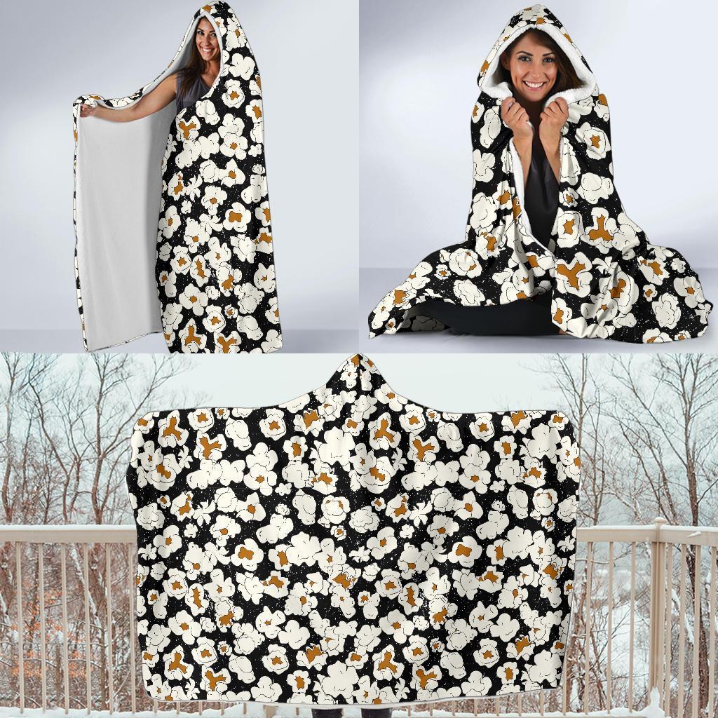 Popcorn Pattern Print Hooded Blanket-grizzshop