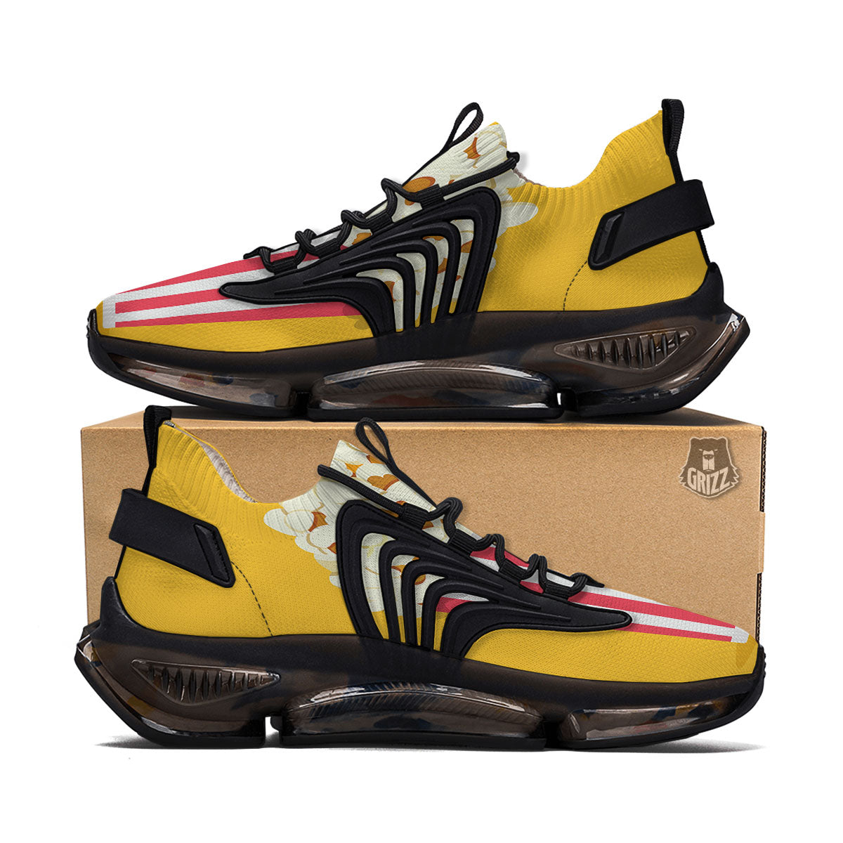 Popcorn Print Black Gym Shoes-grizzshop
