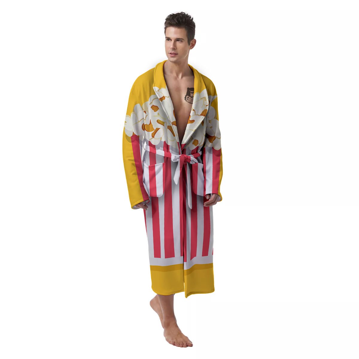 Popcorn Print Men's Robe-grizzshop