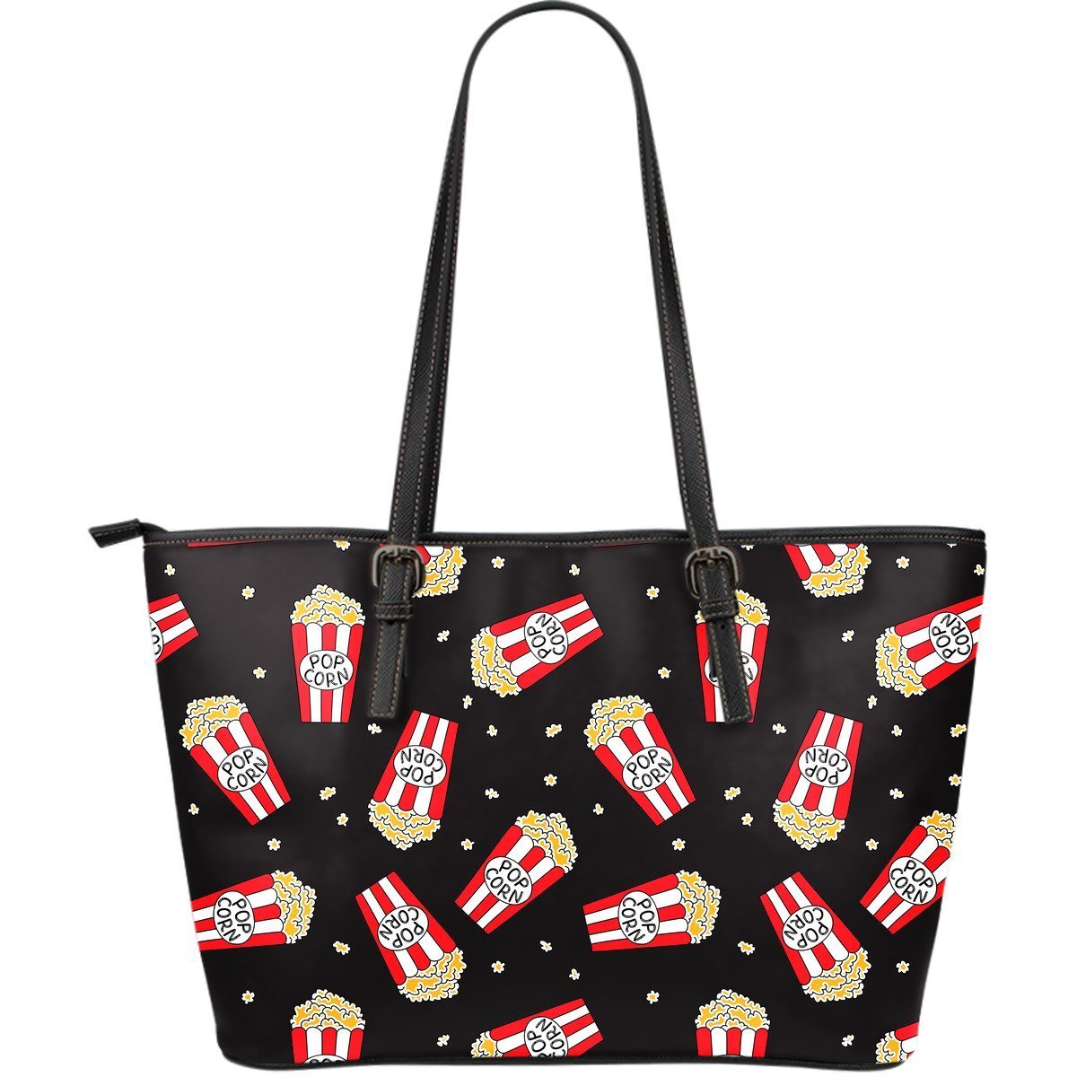 Popcorn Print Pattern Leather Tote Bag-grizzshop
