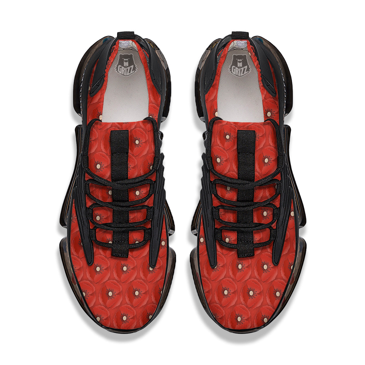 Poppy Armistice Day Print Pattern Black Gym Shoes-grizzshop