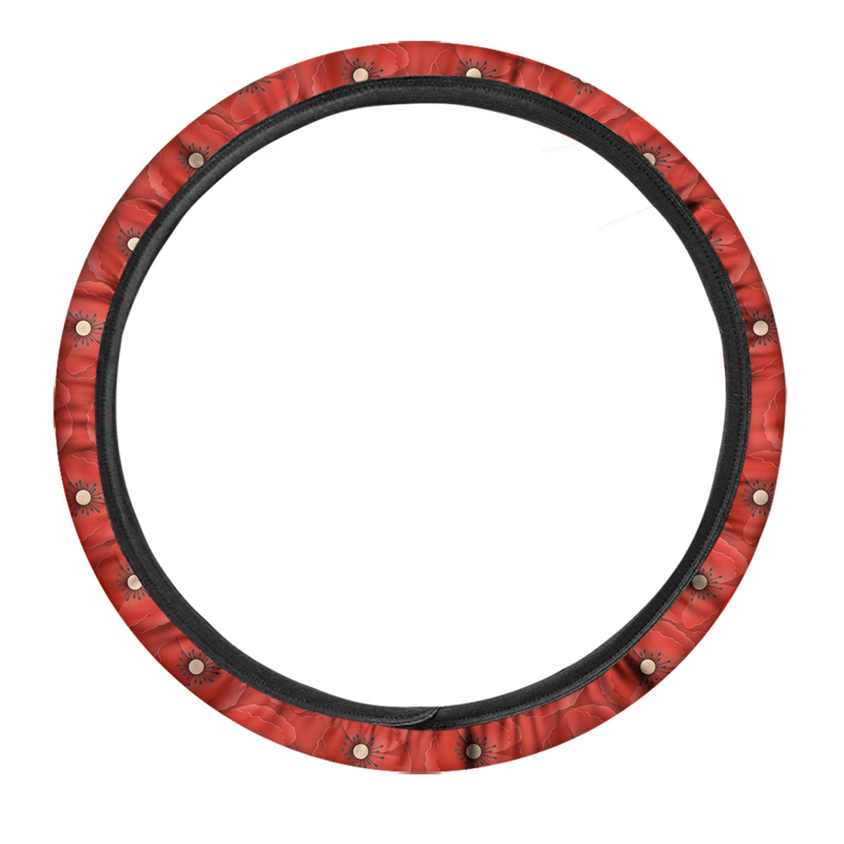 Poppy Armistice Day Print Pattern Car Steering Wheel Cover-grizzshop