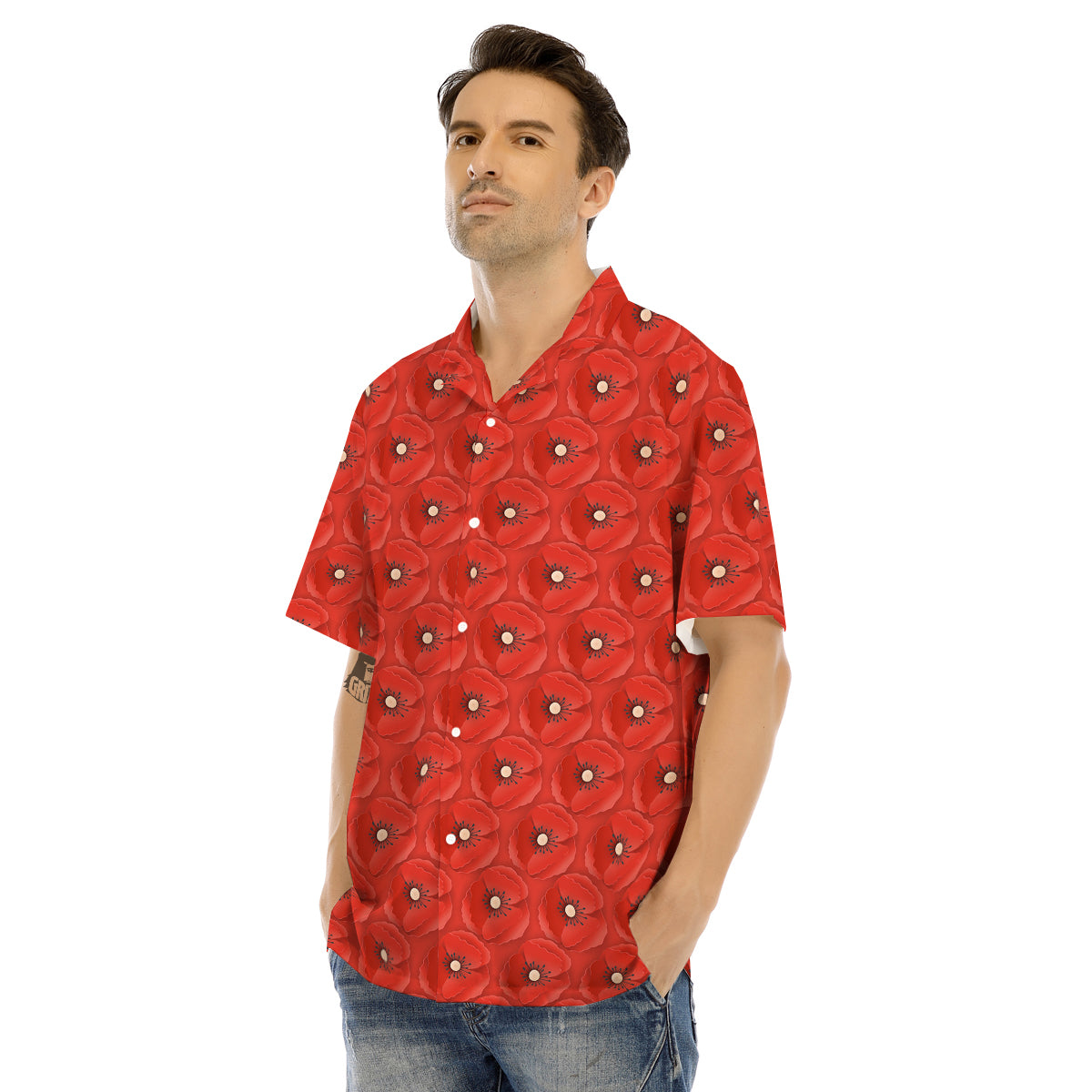 Poppy Armistice Day Print Pattern Men's Hawaiian Shirt-grizzshop