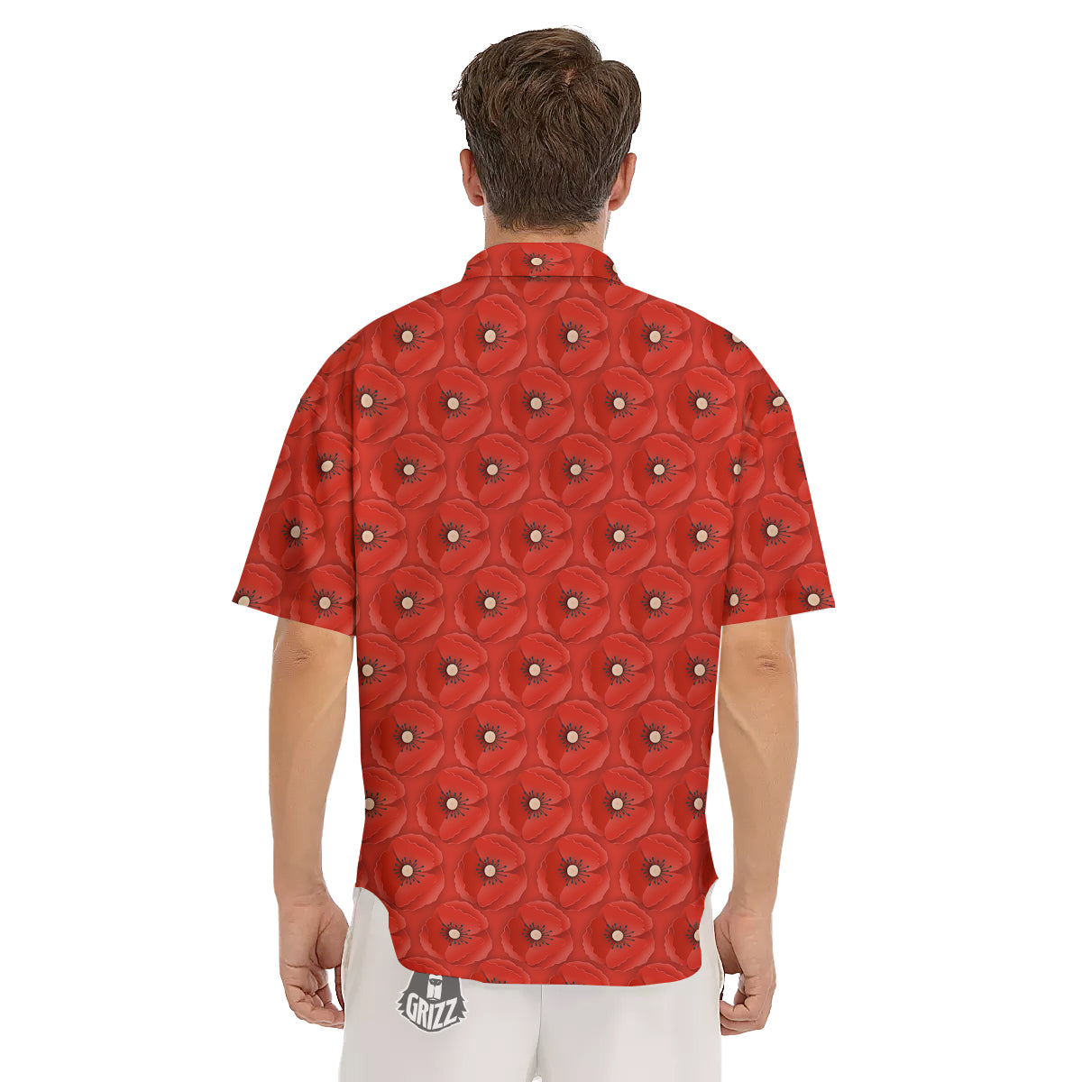 Poppy Armistice Day Print Pattern Men's Short Sleeve Shirts-grizzshop