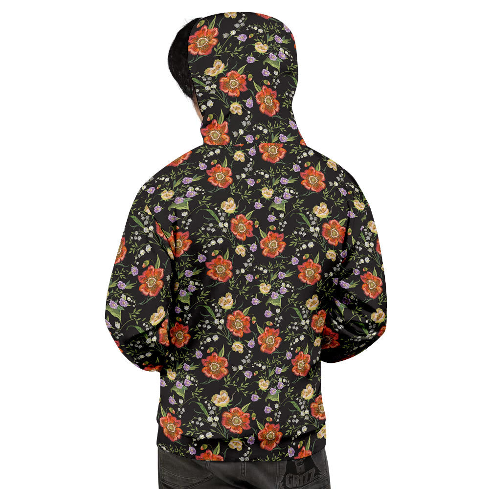 Poppy Embroidery Print Pattern Men's Hoodie-grizzshop
