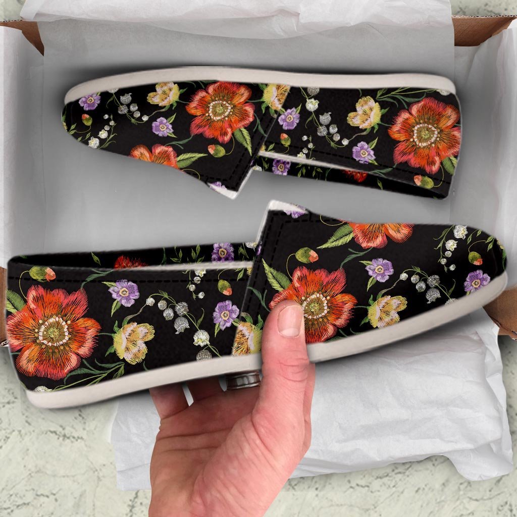 Poppy Floral Print Canvas Shoes-grizzshop