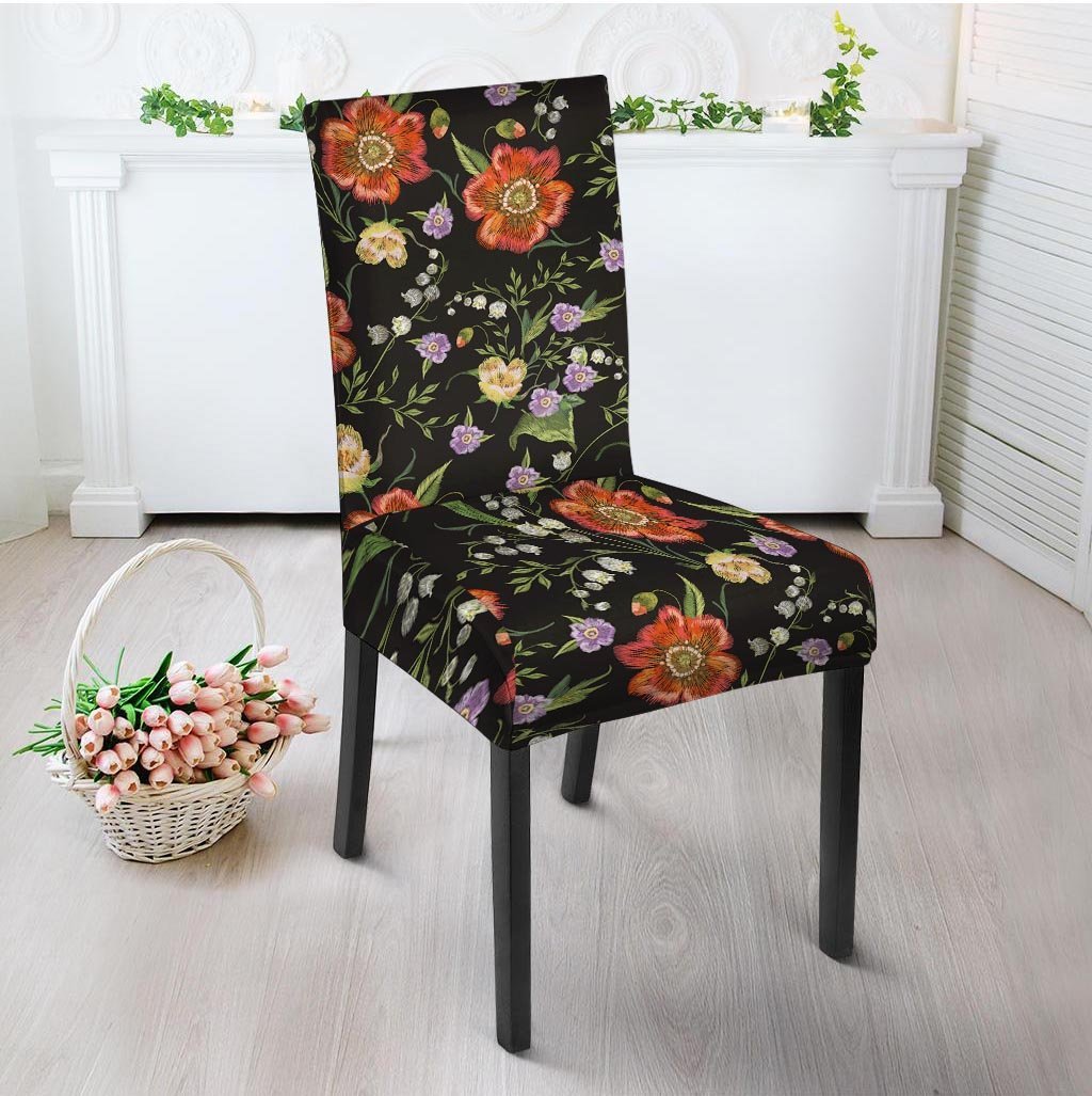 Poppy Floral Print Chair Cover-grizzshop
