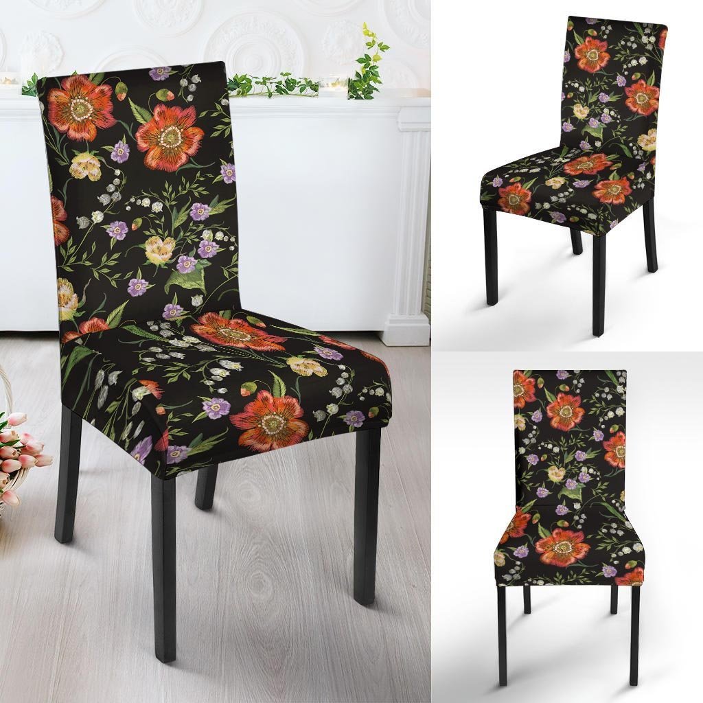 Poppy Floral Print Chair Cover-grizzshop