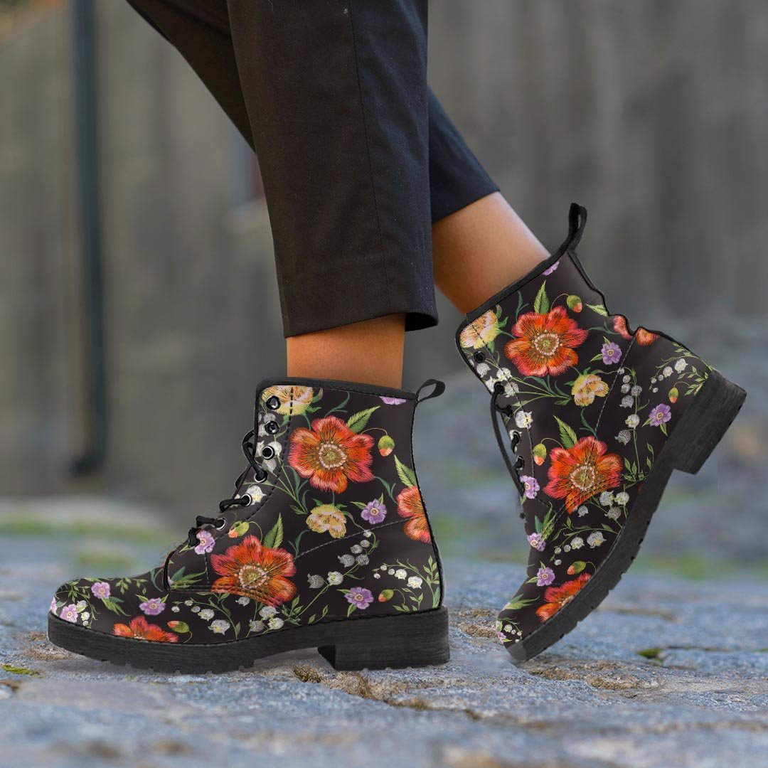 Poppy Floral Print Men's Boots-grizzshop