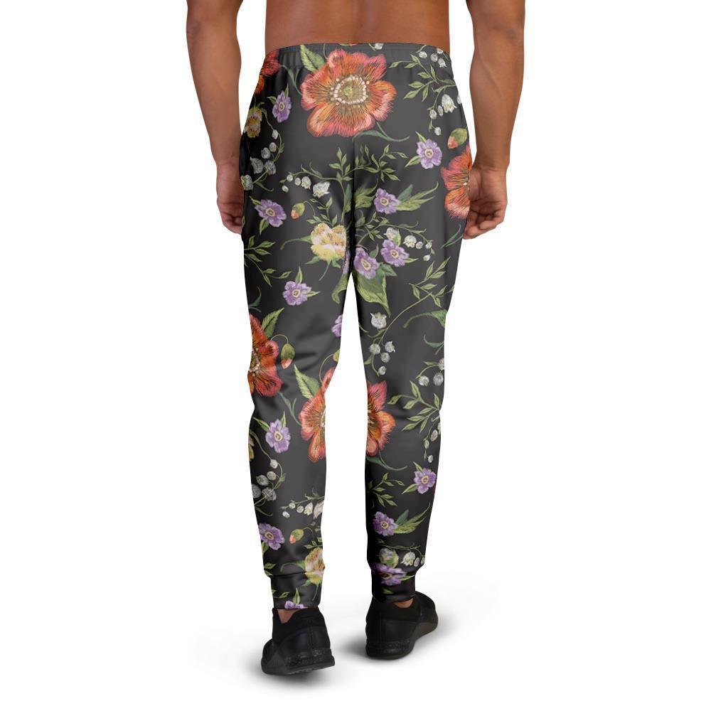 Poppy Floral Print Men's Joggers-grizzshop