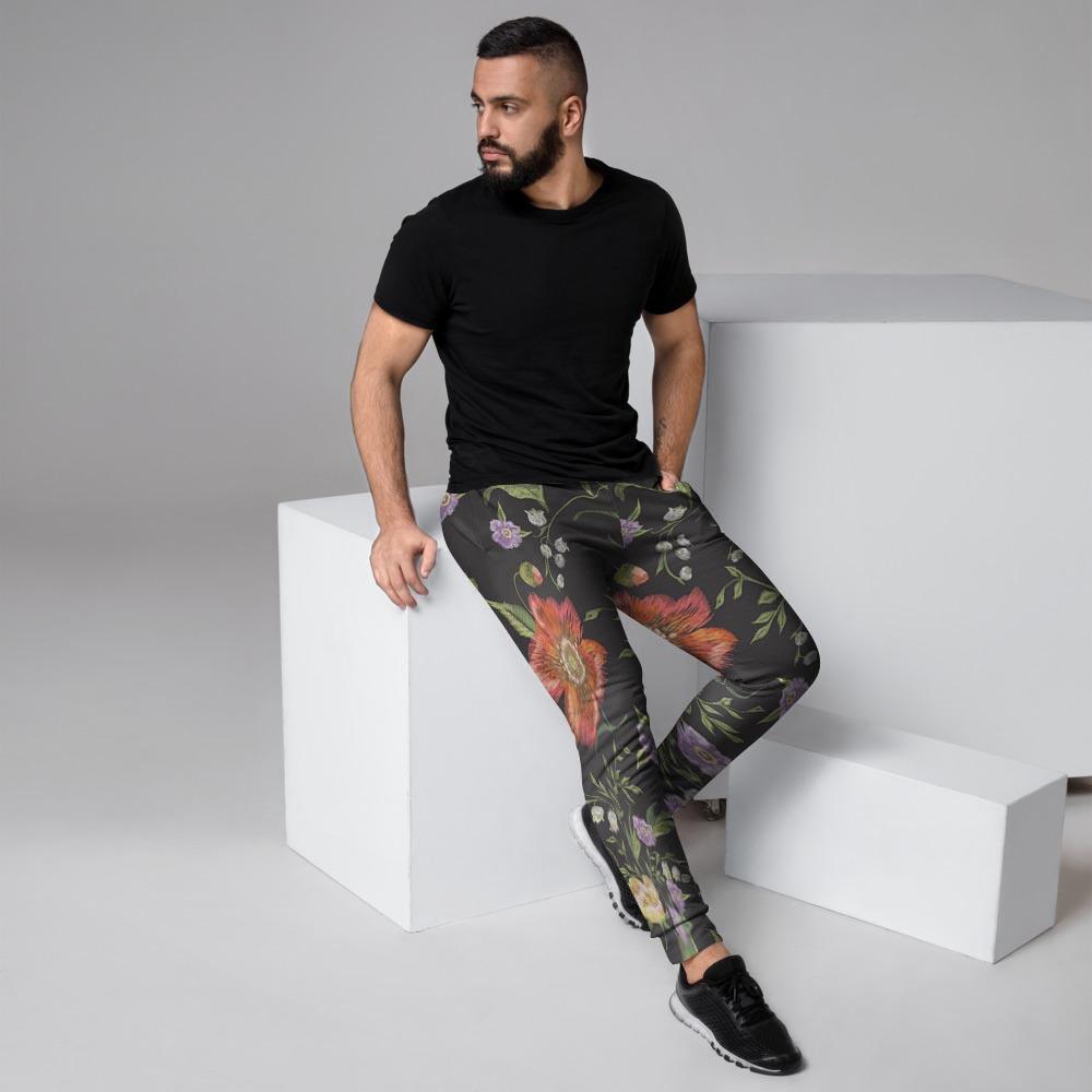 Poppy Floral Print Men's Joggers-grizzshop