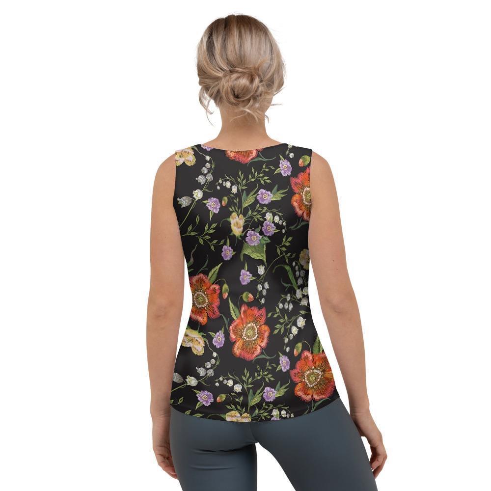 Poppy Floral Print Women's Tank Top-grizzshop