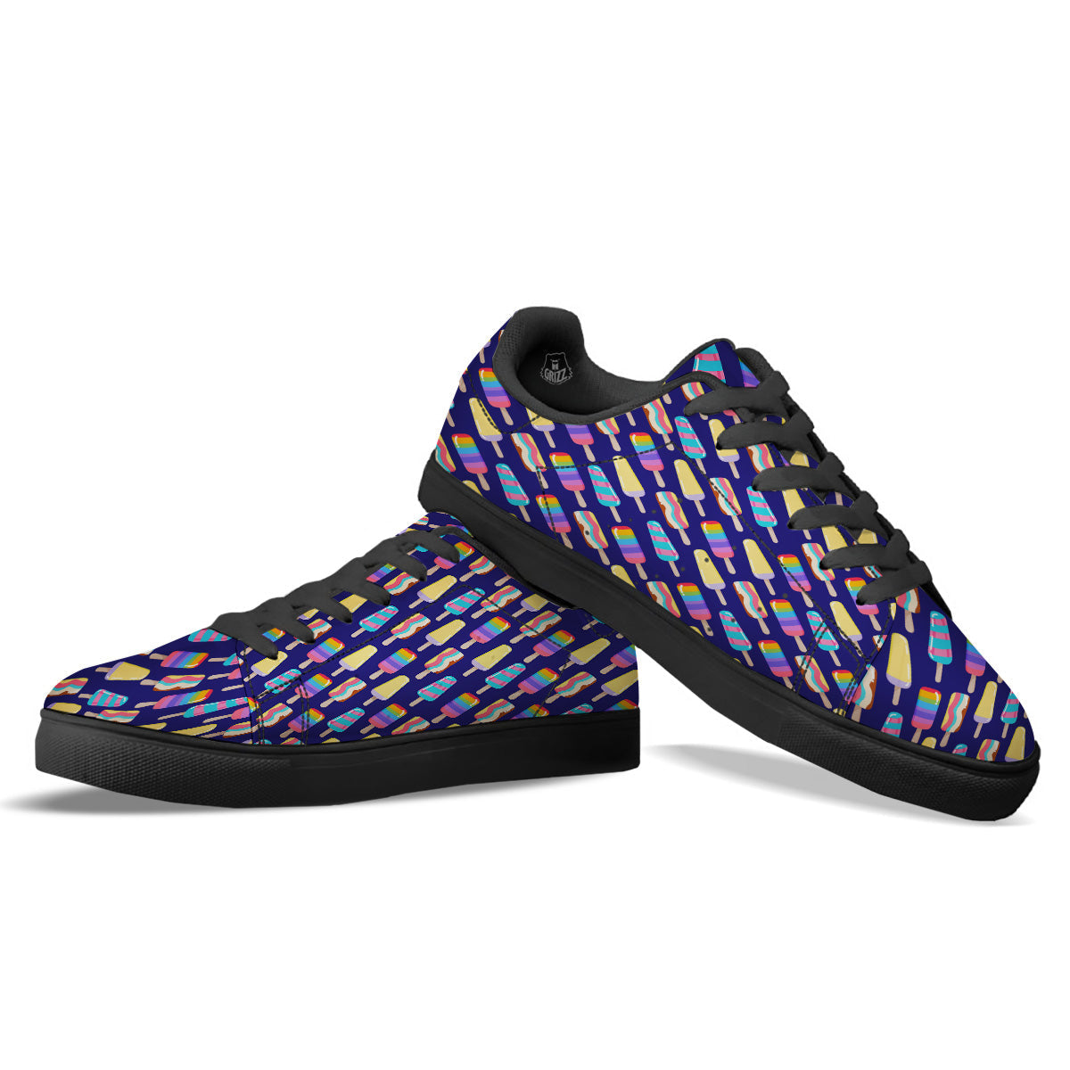 Popsicle Ice Cream Print Pattern Black Low Top Sneakers-grizzshop