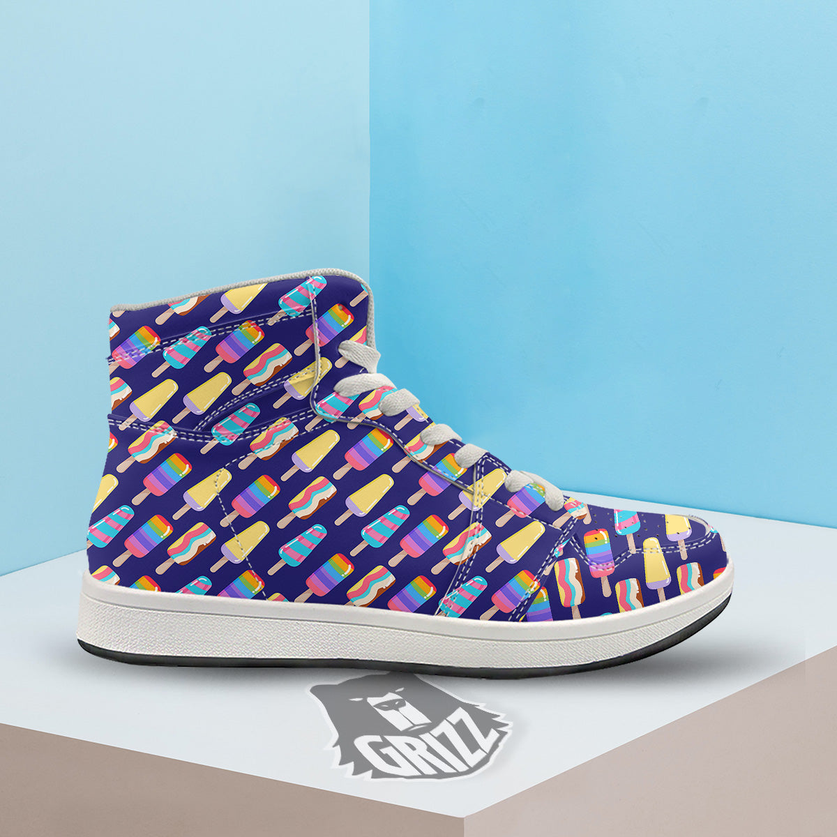 Popsicle Ice Cream Print Pattern High Top Sneakers-grizzshop