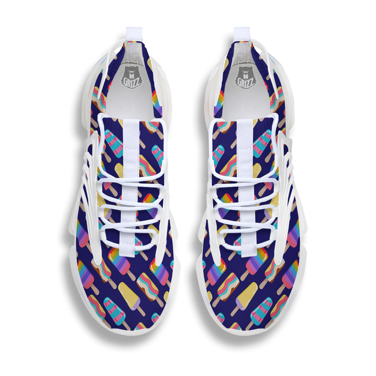 Popsicle Ice Cream Print Pattern White Gym Shoes-grizzshop