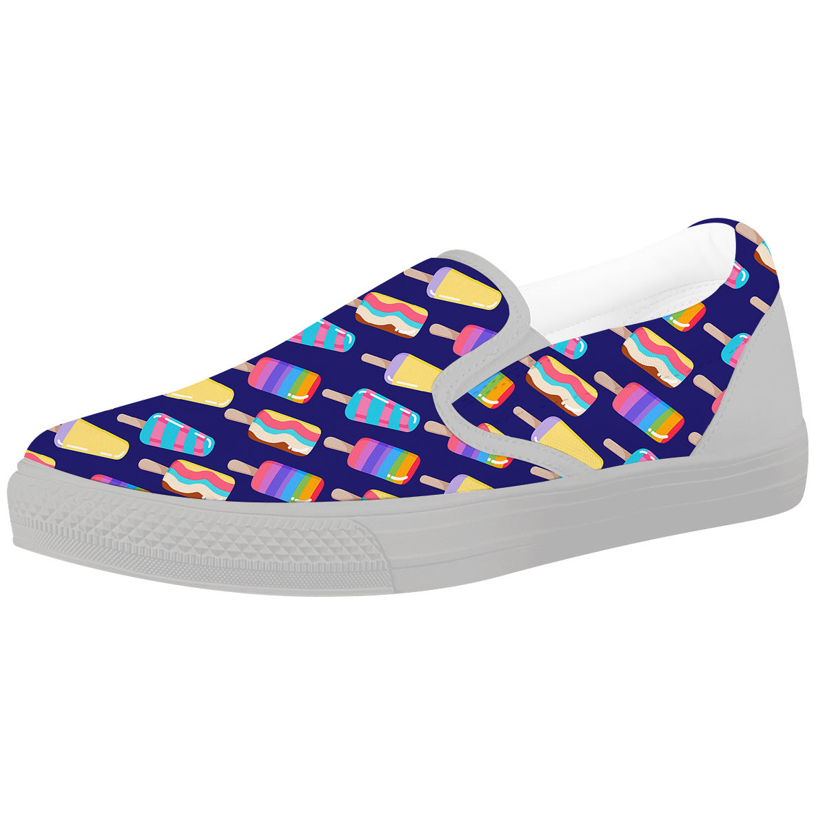Popsicle Ice Cream Print Pattern White Slip On Shoes-grizzshop