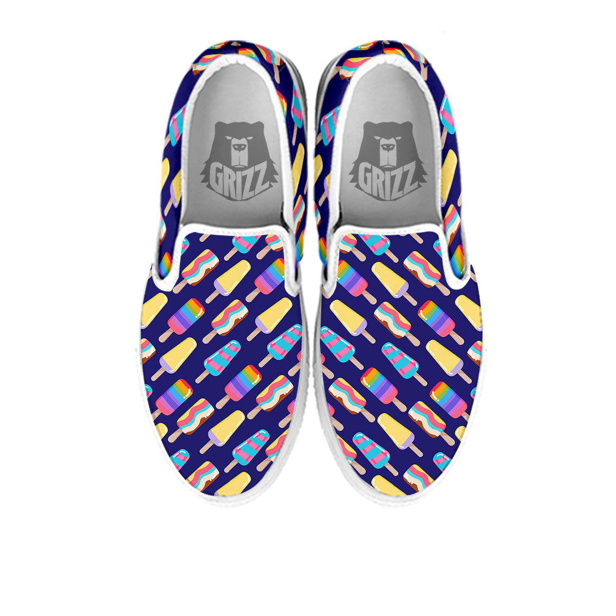 Popsicle Ice Cream Print Pattern White Slip On Shoes-grizzshop