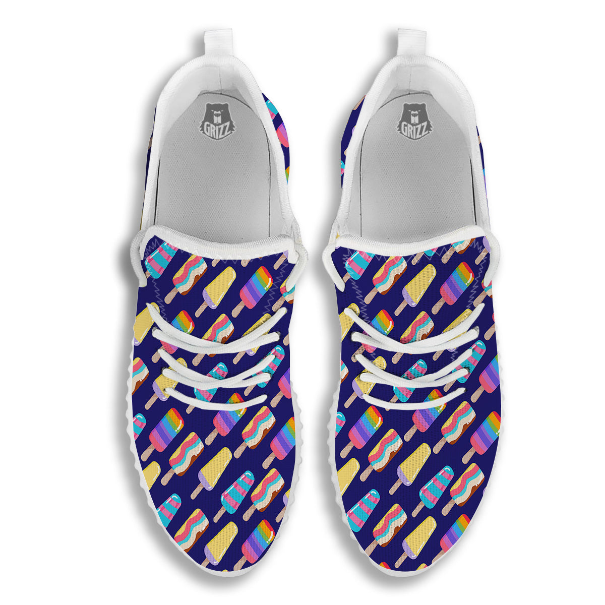 Popsicle Ice Cream Print Pattern White Walking Shoes-grizzshop