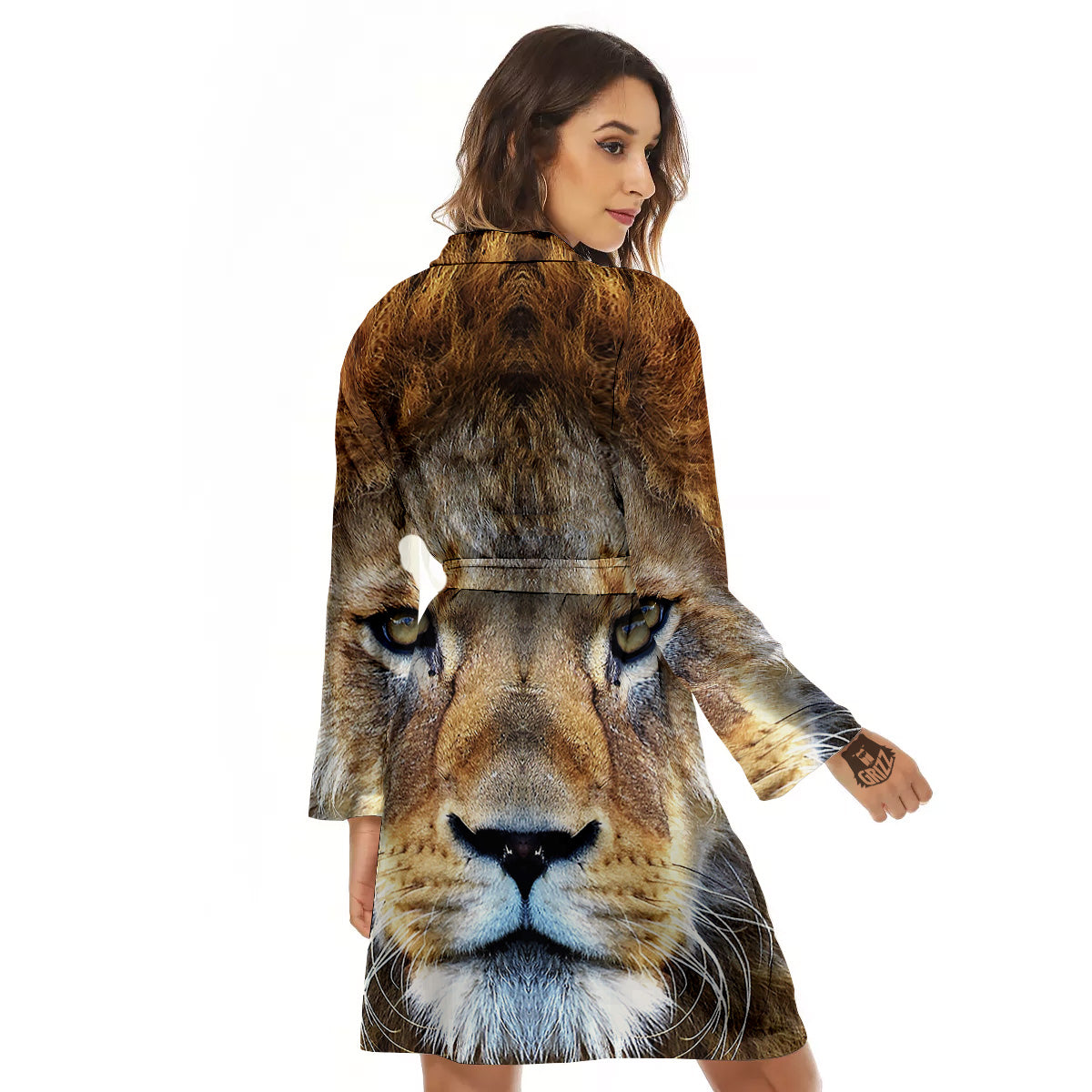 Portrait African Lion Print Women's Robe-grizzshop