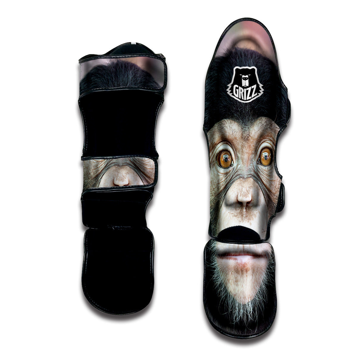 Portrait Chimpanzee Print Muay Thai Shin Guards-grizzshop
