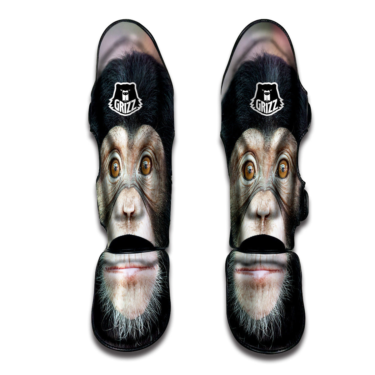 Portrait Chimpanzee Print Muay Thai Shin Guards-grizzshop
