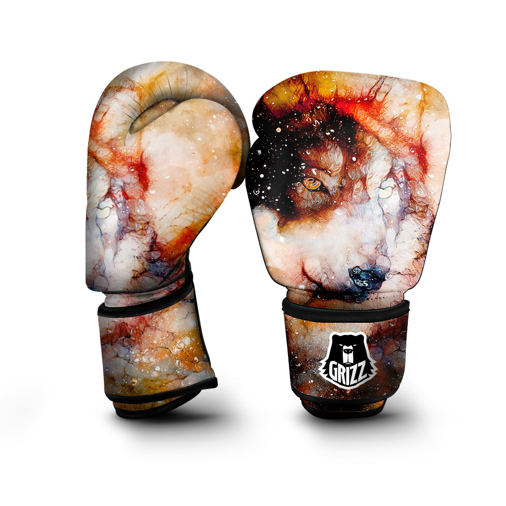 Portrait Cosmic Wolf Print Boxing Gloves-grizzshop