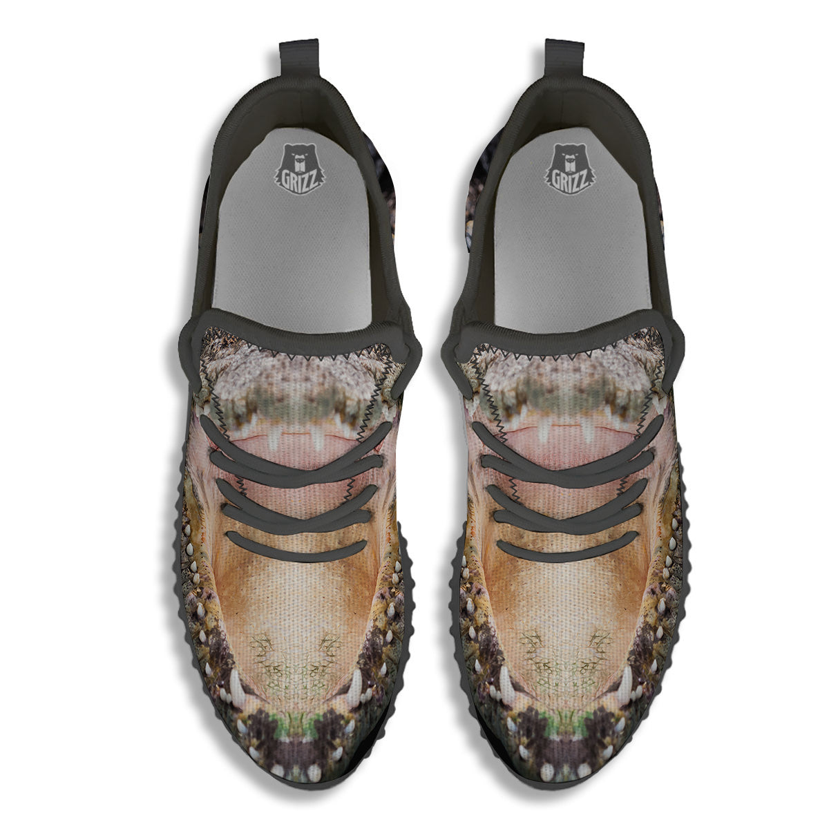 Portrait Crocodile Print Black Walking Shoes-grizzshop