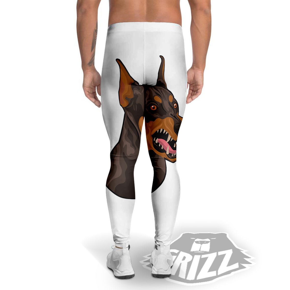 Portrait Dobermann Print Men's Leggings-grizzshop