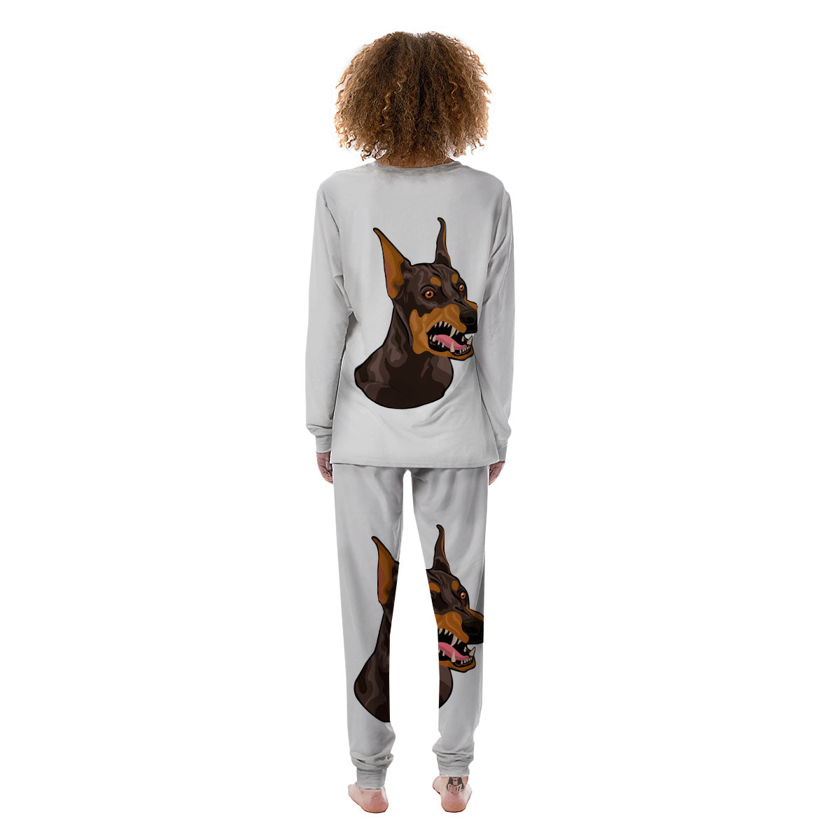Portrait Dobermann Print Women's Pajamas-grizzshop