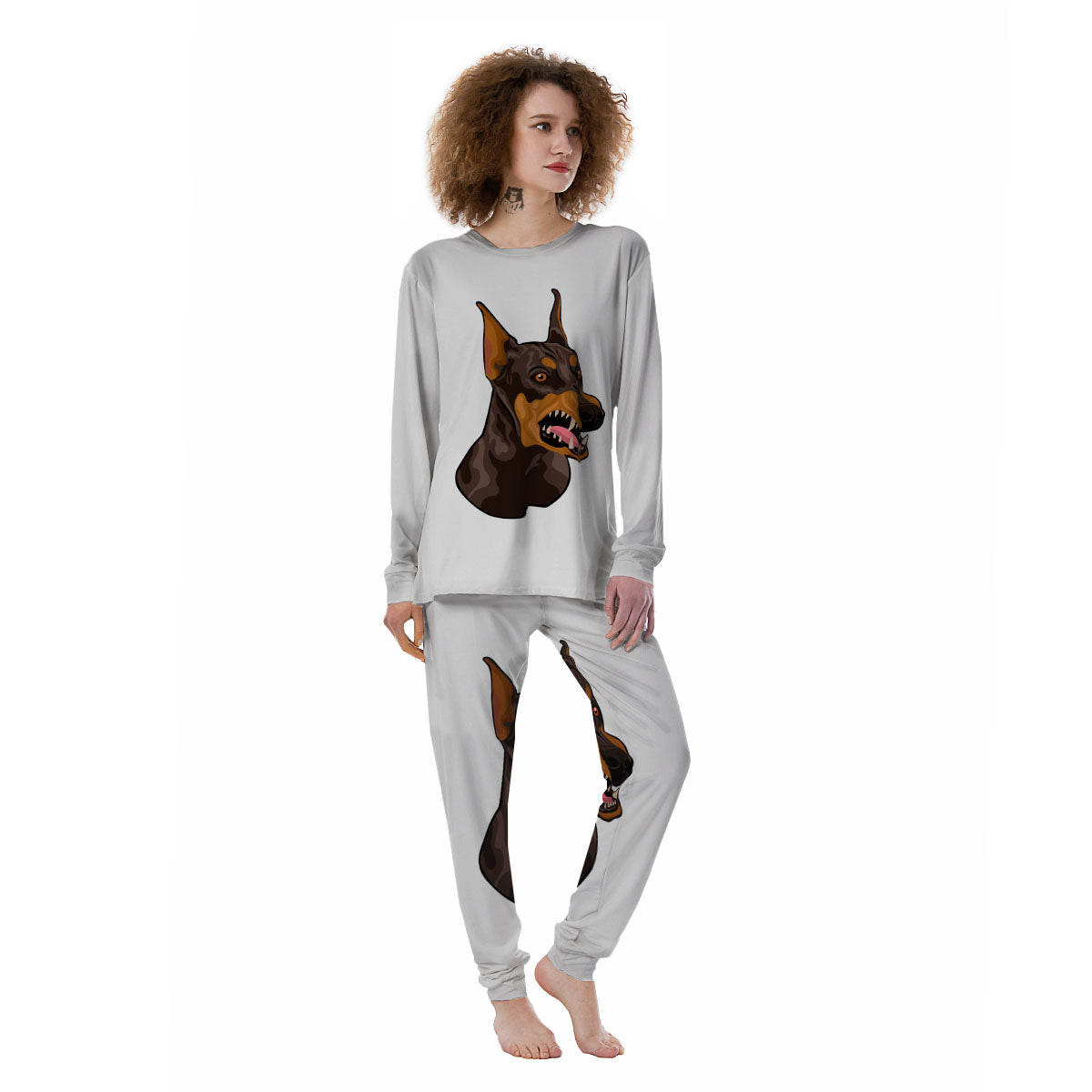 Portrait Dobermann Print Women's Pajamas-grizzshop