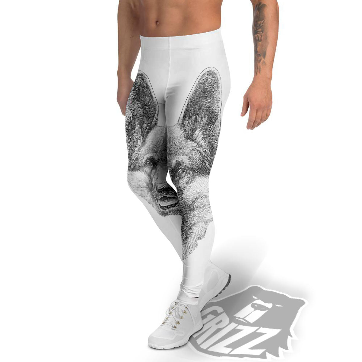 Portrait Dog German Shepherd Print Men's Leggings-grizzshop
