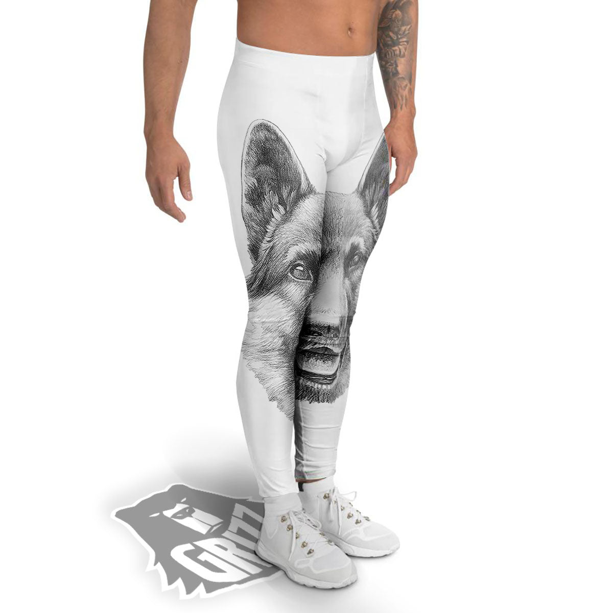 Portrait Dog German Shepherd Print Men's Leggings-grizzshop