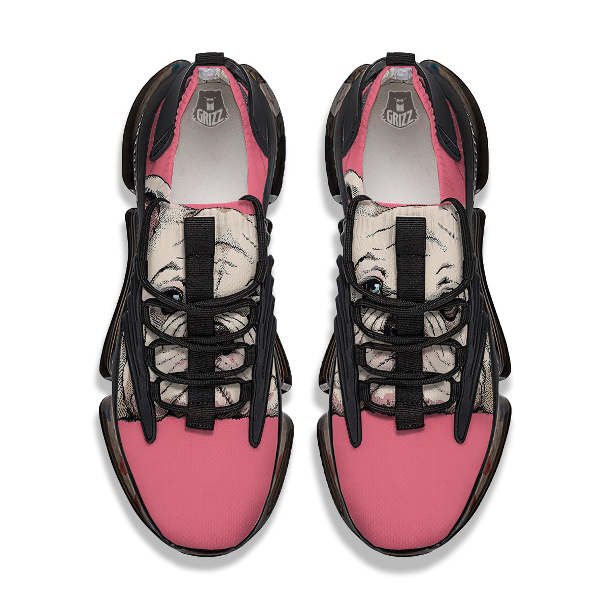 Portrait English Bulldog Print Black Gym Shoes-grizzshop