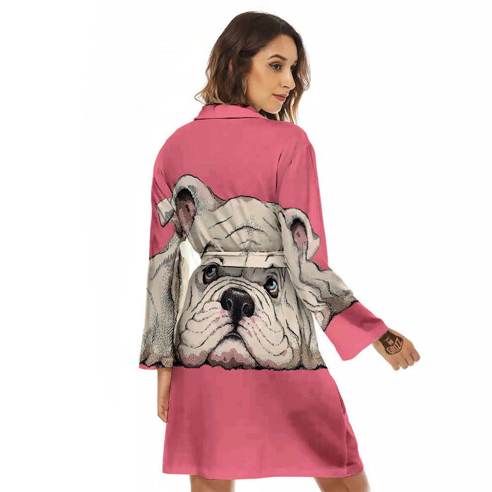 Portrait English Bulldog Print Women's Robe-grizzshop