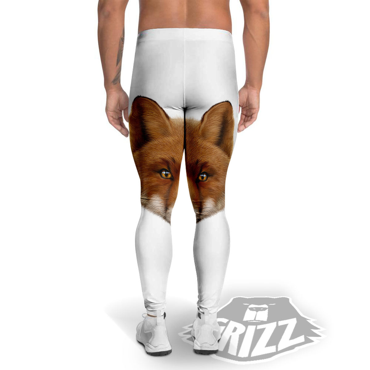 Portrait Fox Print Men's Leggings-grizzshop