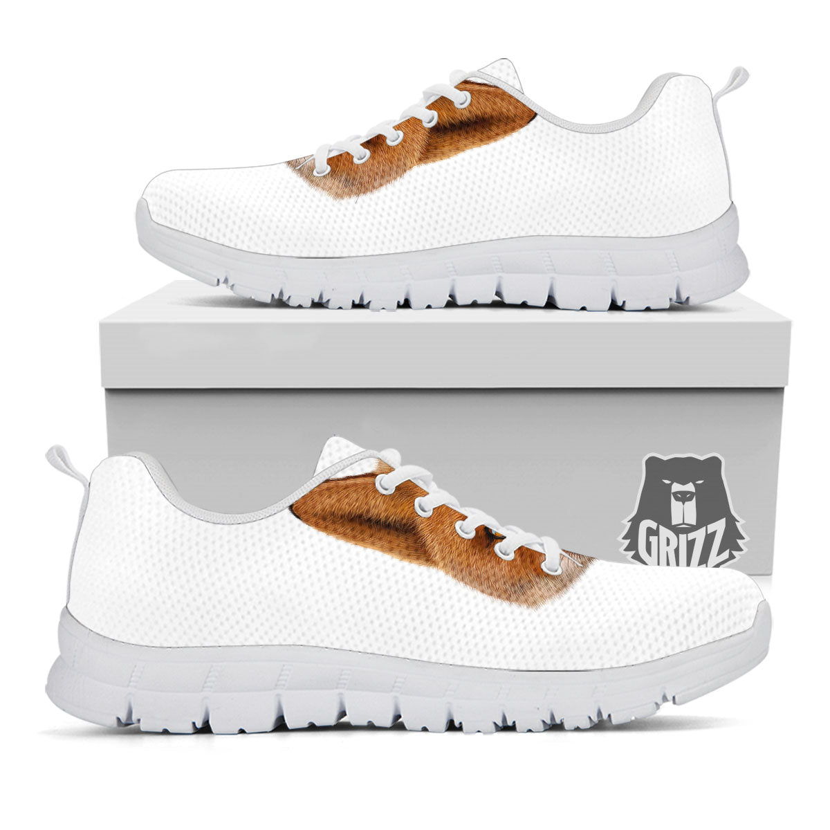 Portrait Fox Print White Sneaker-grizzshop