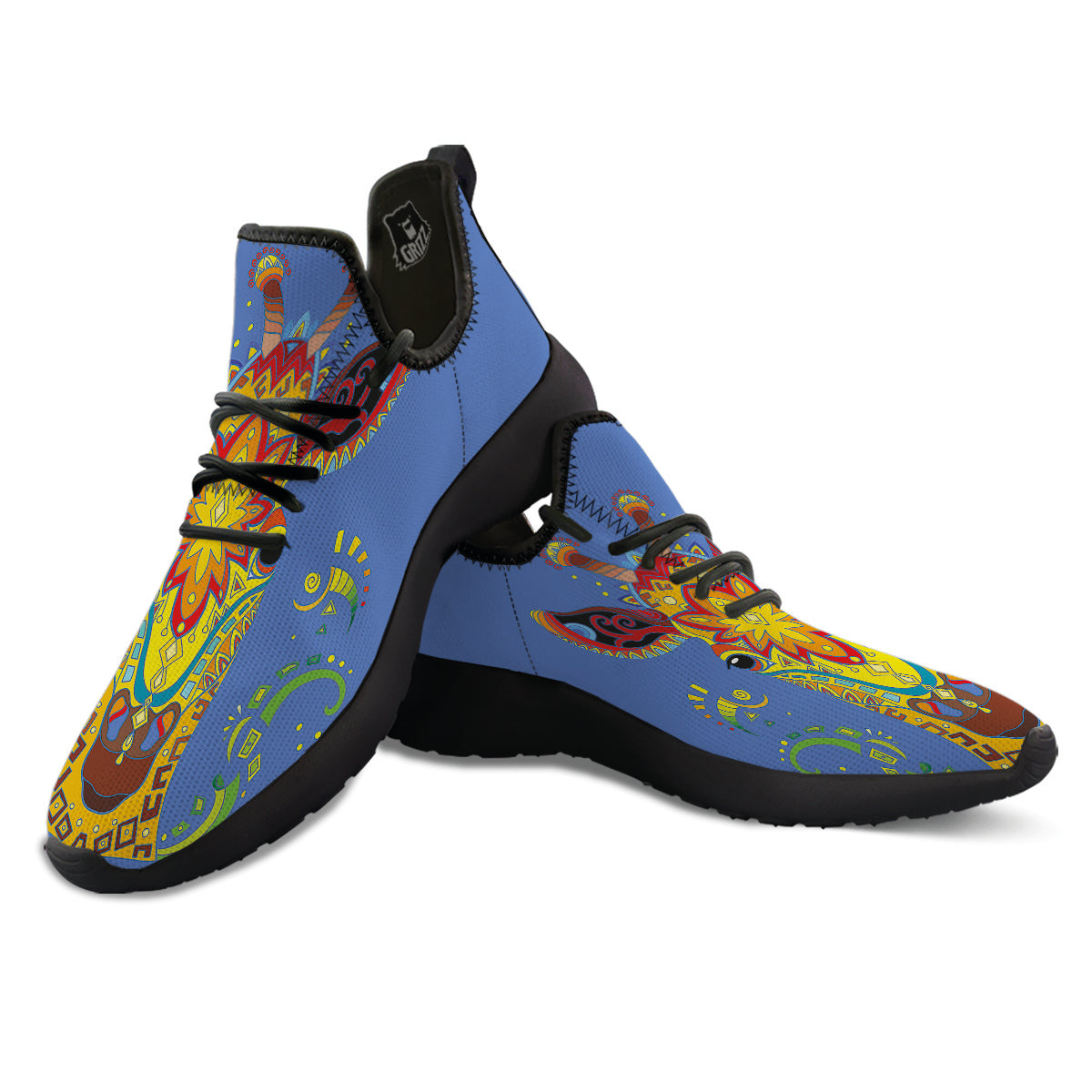 Portrait Giraffe Colorful Print Black Athletic Shoes-grizzshop