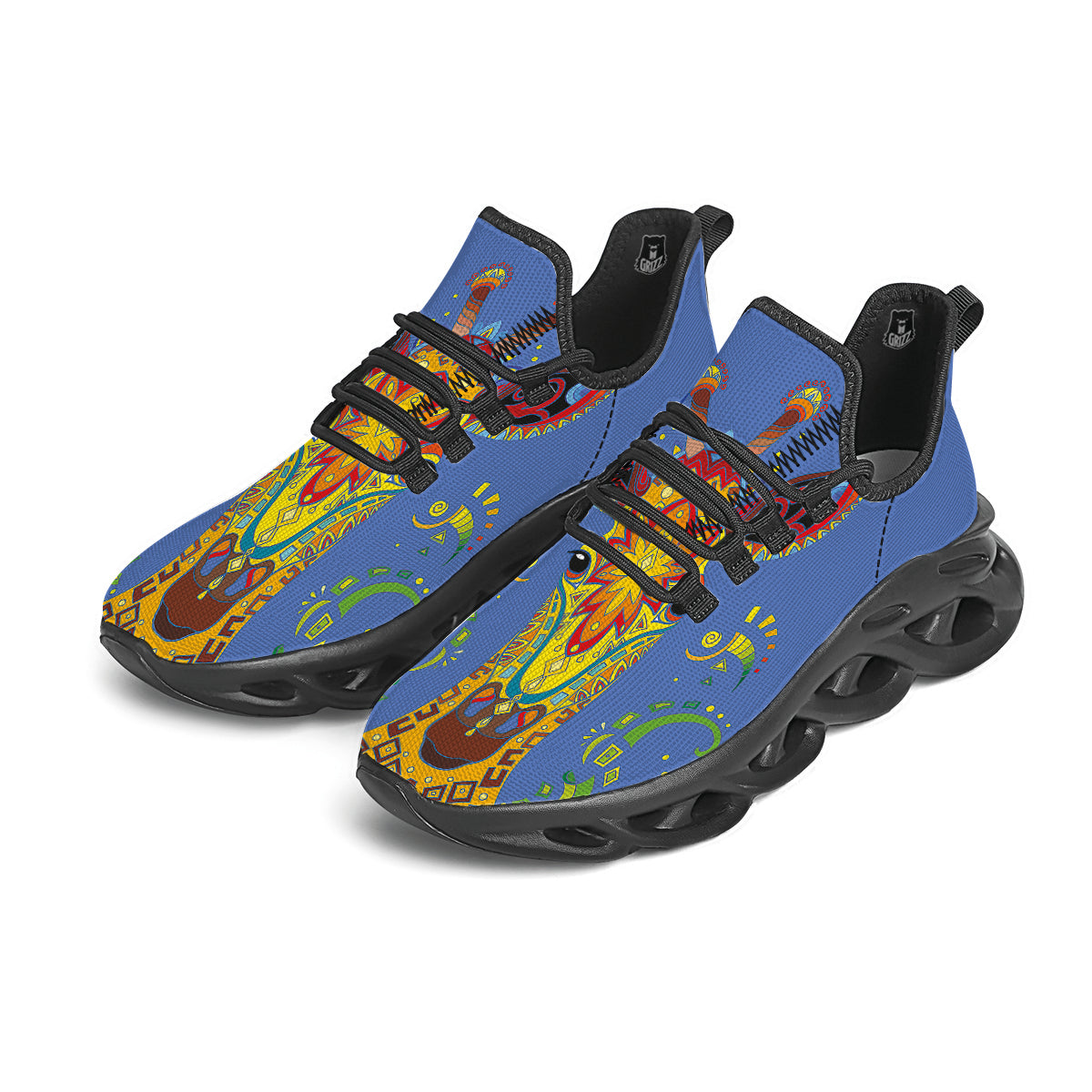 Portrait Giraffe Colorful Print Black Running Shoes-grizzshop