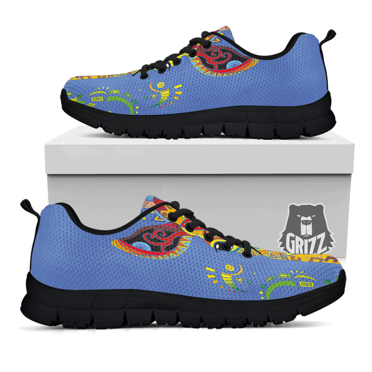 Portrait Giraffe Colorful Print Black Sneaker-grizzshop