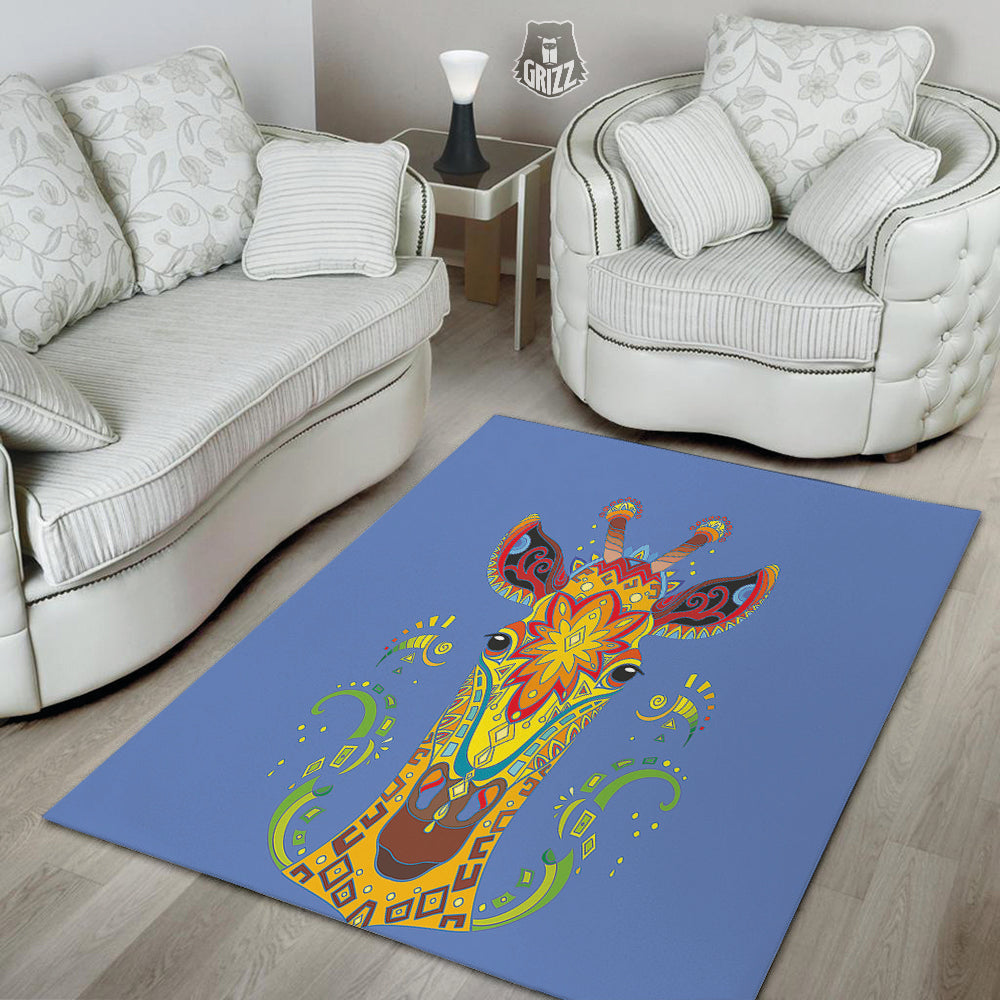 Portrait Giraffe Colorful Print Floor Mat-grizzshop